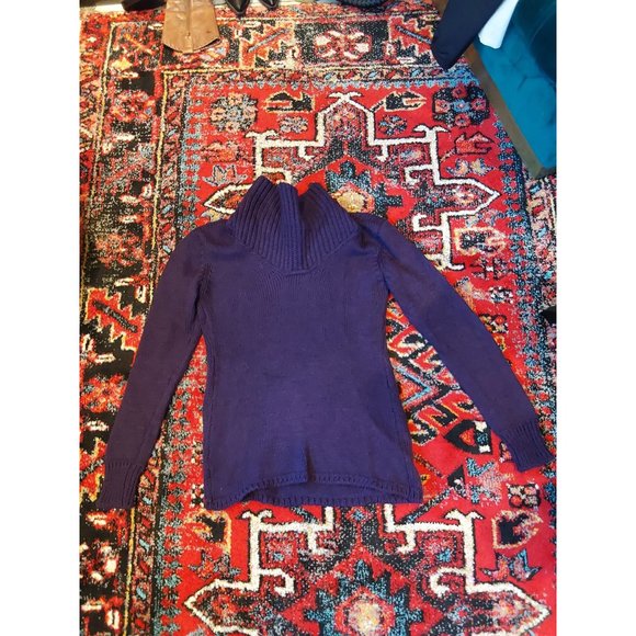 H&M Women's Dark Purple Cowl Neck Sweater Large Italy Wool Blend - Picture 4 of 8